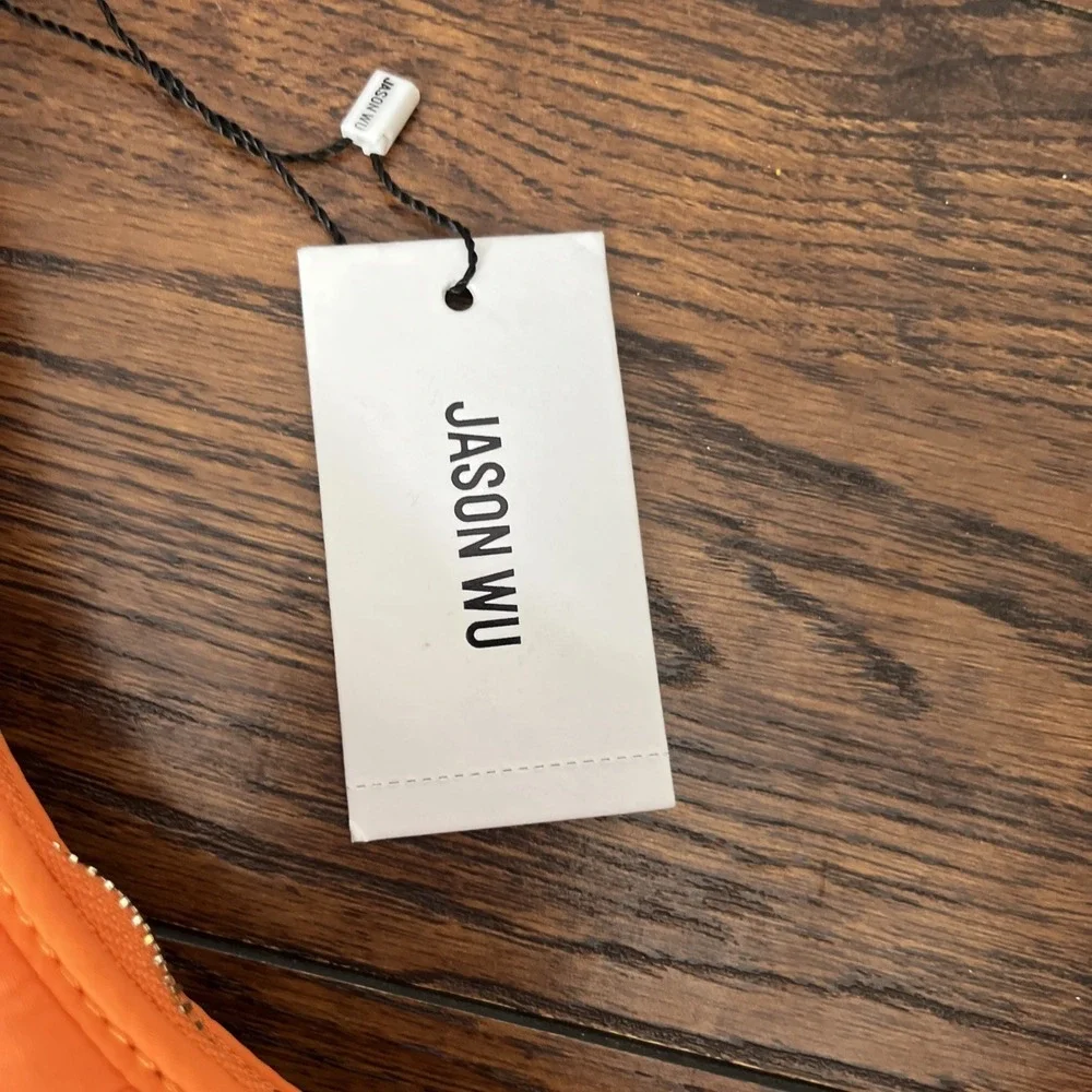 Jason Wu Nylon Woven Hobo Bag Vegan Leather Persimmon Orange $138 MSRP